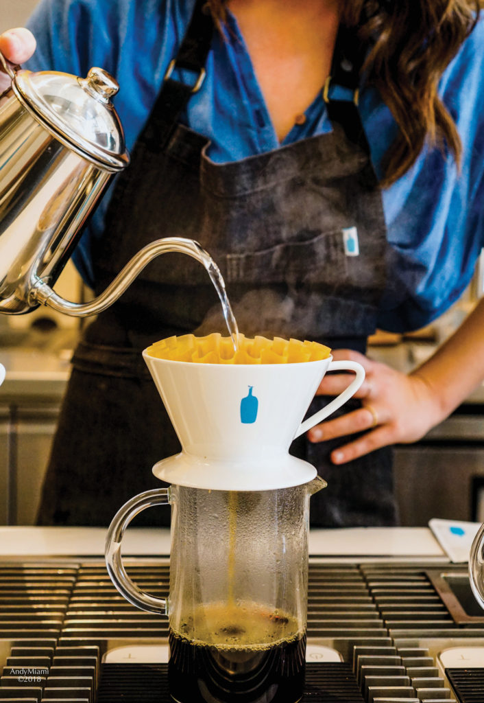 Blue Bottle Coffee (Mami) manager Michelle Hopper makes pourover coffee