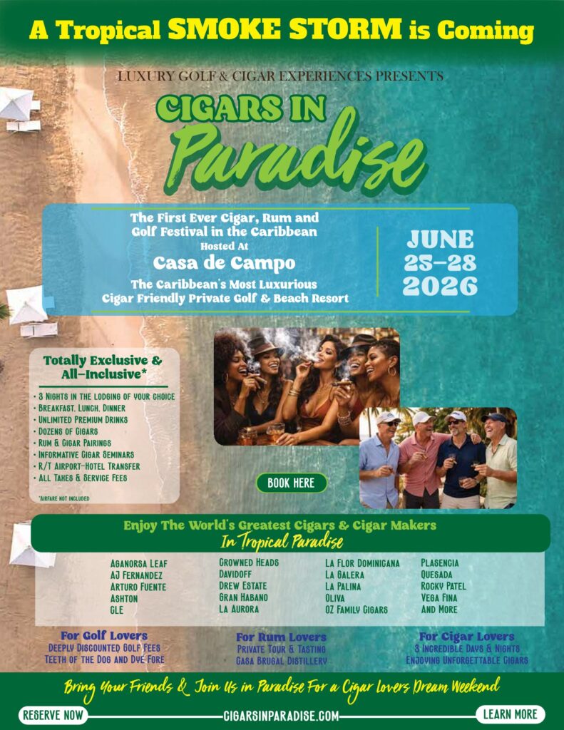 Luxury Golf & Cigar Experiences Announces Cigars in Paradise 1 CIP Promo Brochure 1