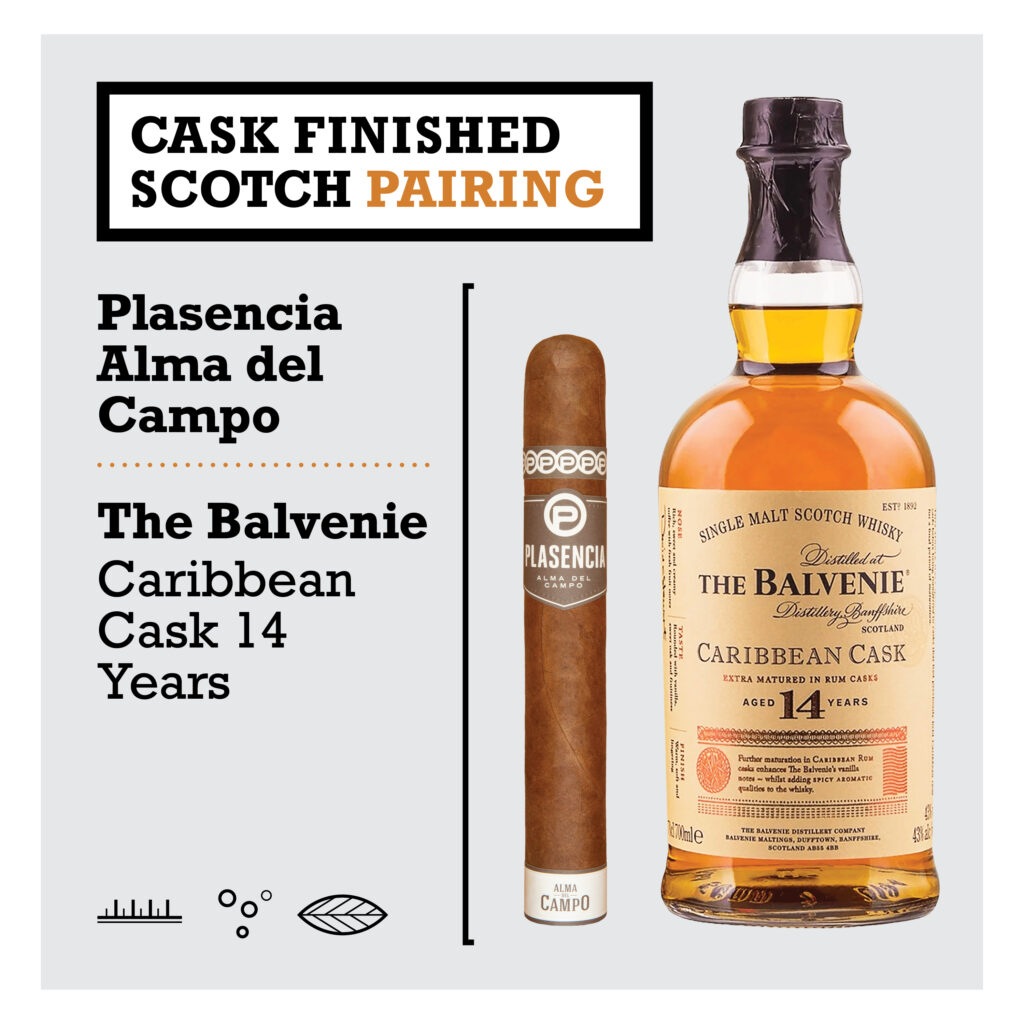 The Balvenie Caribbean Cask 14 Years / Plasencia Alma del Campo 1 Cask Finished Scotch Pairing1 1X1
