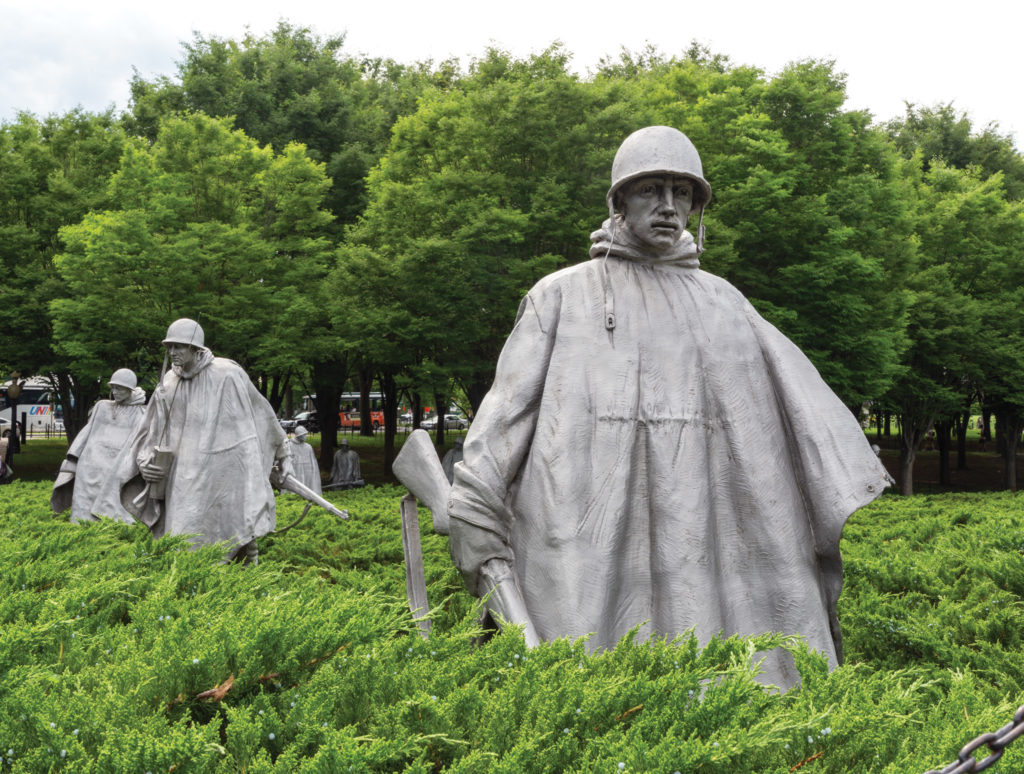 A portion of the Korean War Veterans Memorial on the National Mall