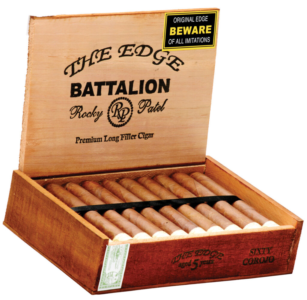 The Edge, which featured Panamanian tobacco from day 1, became the target of many copycats. This forced Rocky Patel to dress up the previously naked cigar with a foot band.