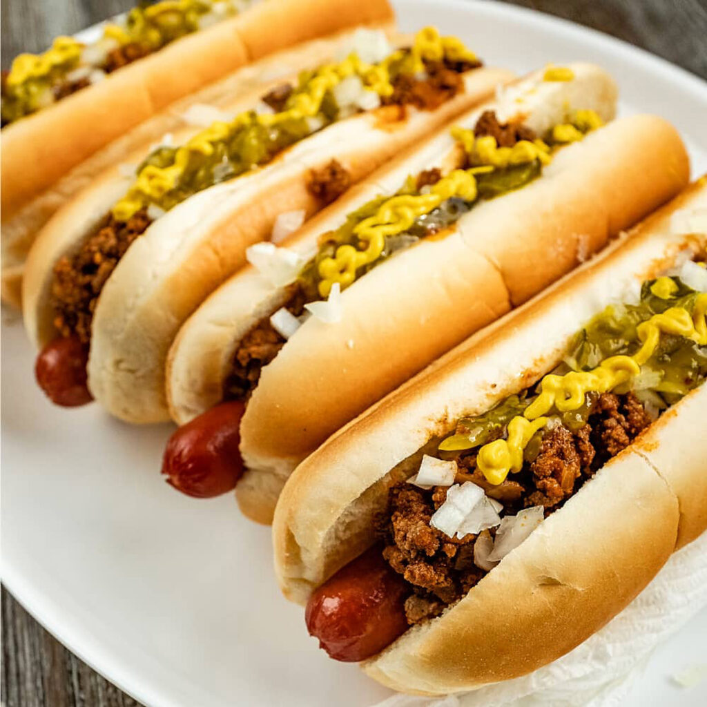 Lafayette Coney Islands coney dog with the standard fixings