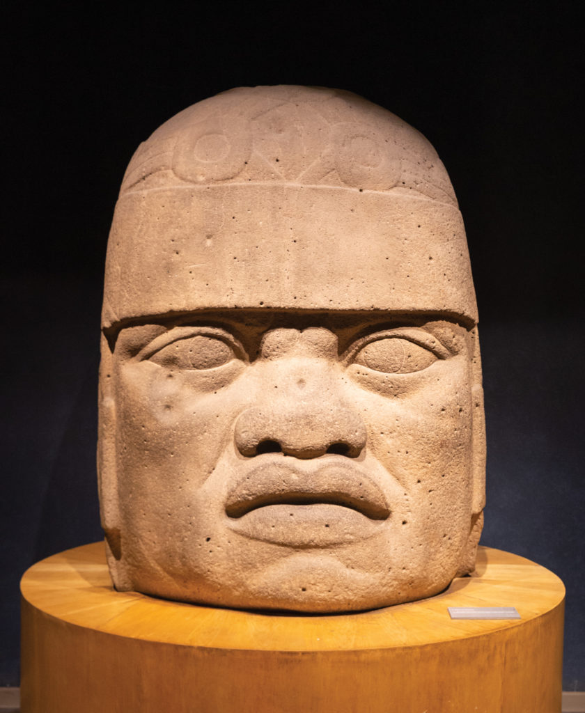 One of the colossal Olmec heads in the anthropology museum’s collection