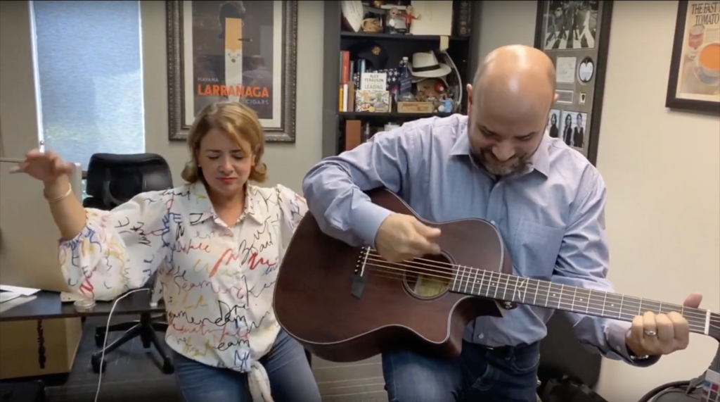 Erik and Jamilet Calviño with Orangewood Guitar