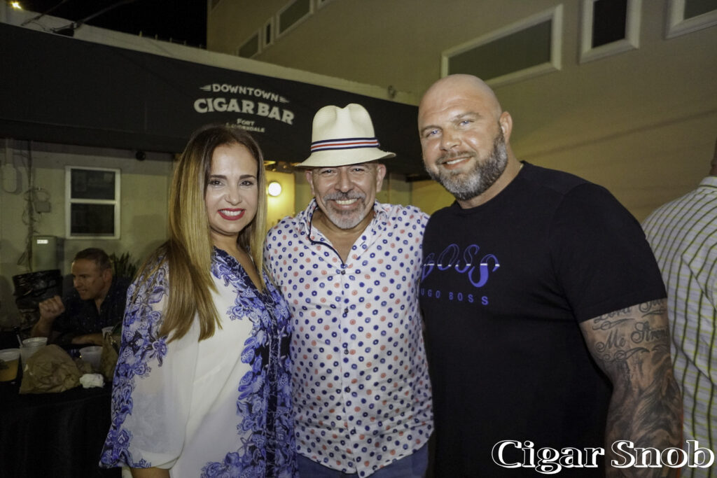 Downtown Cigar Bar 8th Year Anniversary Party 2 Yadira Creighton Bernie Rodriguez and Chris Borras