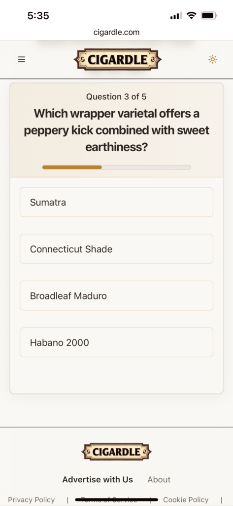 CigarPhone Launches Cigardle, the First Daily Trivia Game for Cigar Lovers 2 cigardle screen02