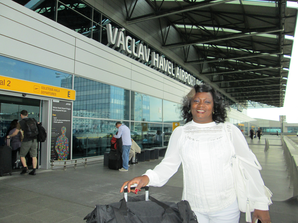  Ladies in White leader Berta Soler (pictured here at Prague's Václav Havel Airport) was detained by Cuban authorities and only released just before she was scheduled to meet with Barack Obama during his visit to Havana.  (photo:  People In Need Cuba )  